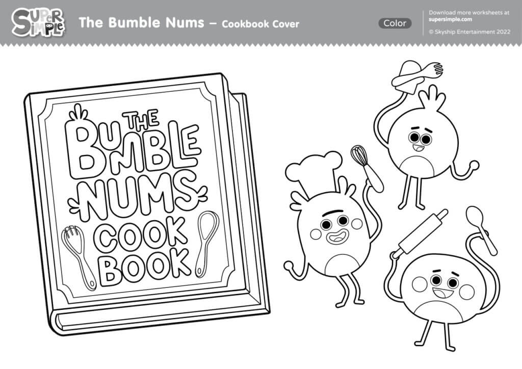 The Bumble Nums - Cookbook Cover Coloring Page